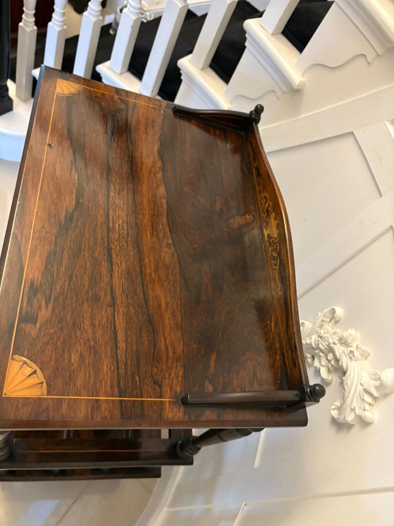 Antique Victorian Quality Rosewood Inlaid Canterbury - Image 7